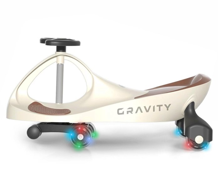 Jeździk Grawitacyjny dla dziecka, kółka LED, Beżowo-brązowy, Milly Mally, wiek 3+